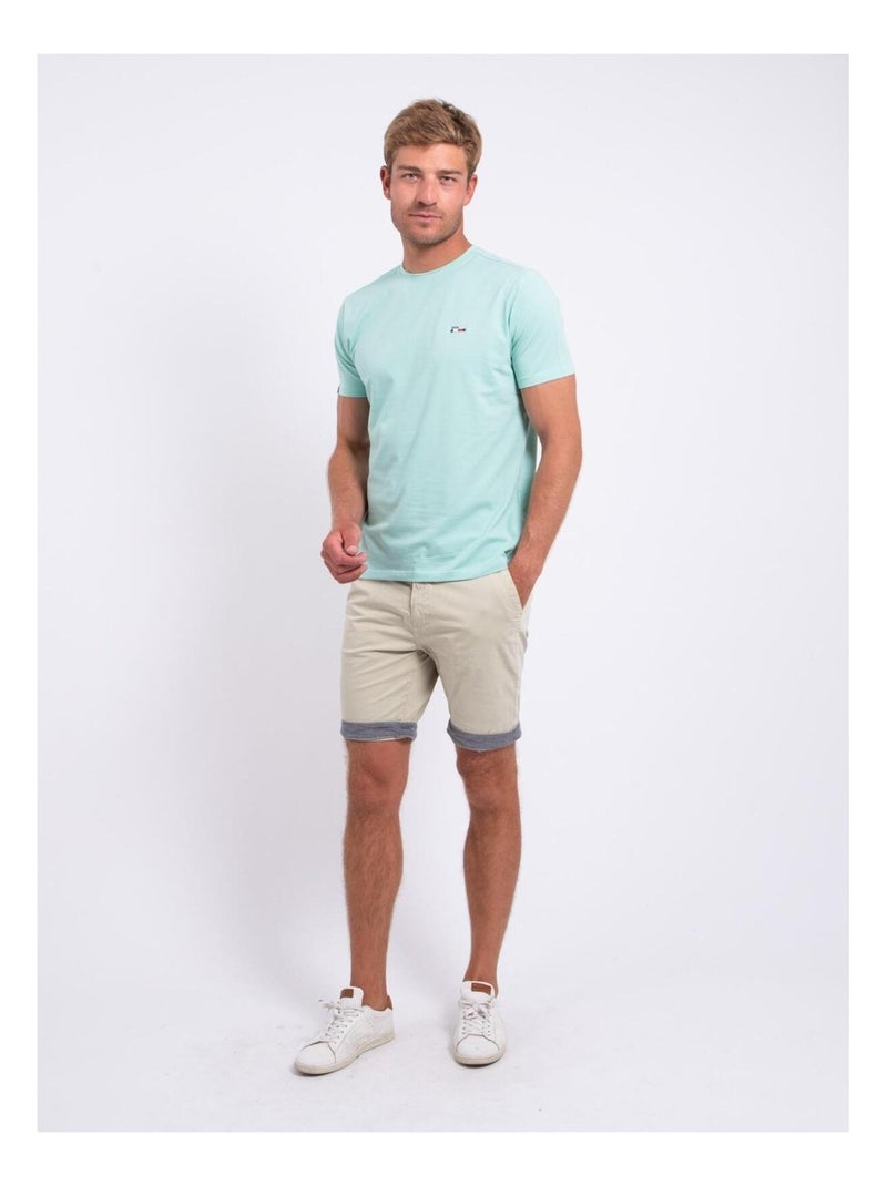 T-shirt manches courtes col rond pur coton NEROTEN Vert - Kiabi