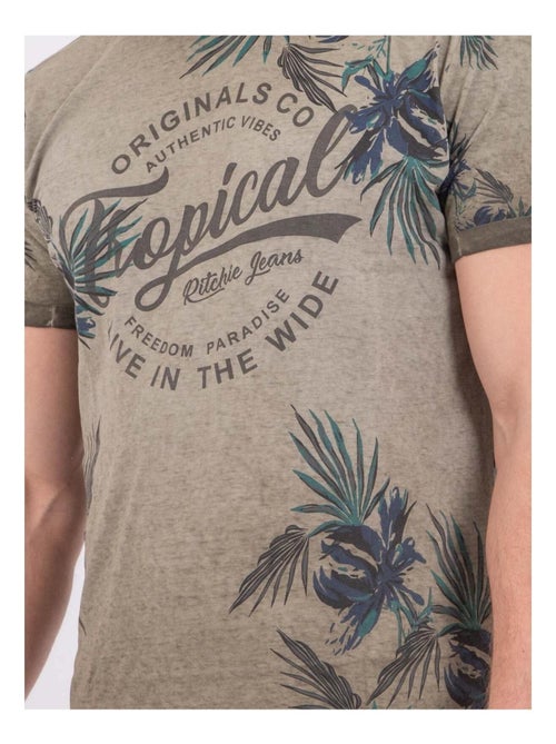 T-shirt manches courtes col rond pur coton NERWIK - Kiabi