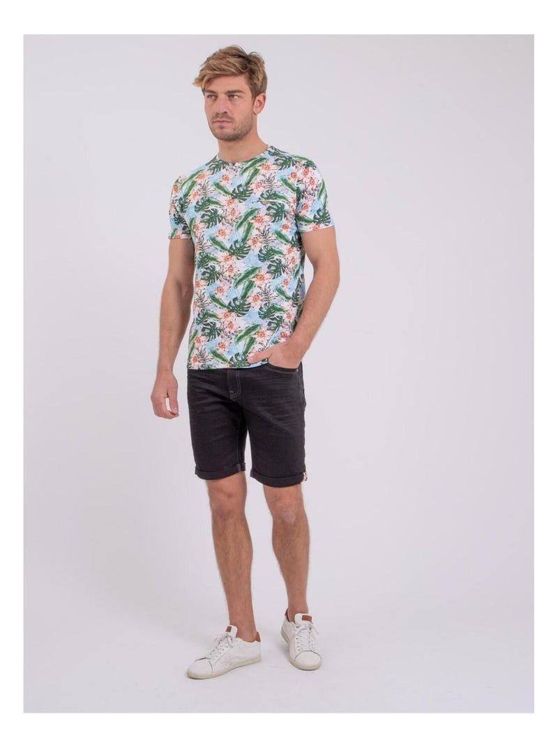 T-shirt manches courtes col rond pur coton NIBOLTA Blanc - Kiabi