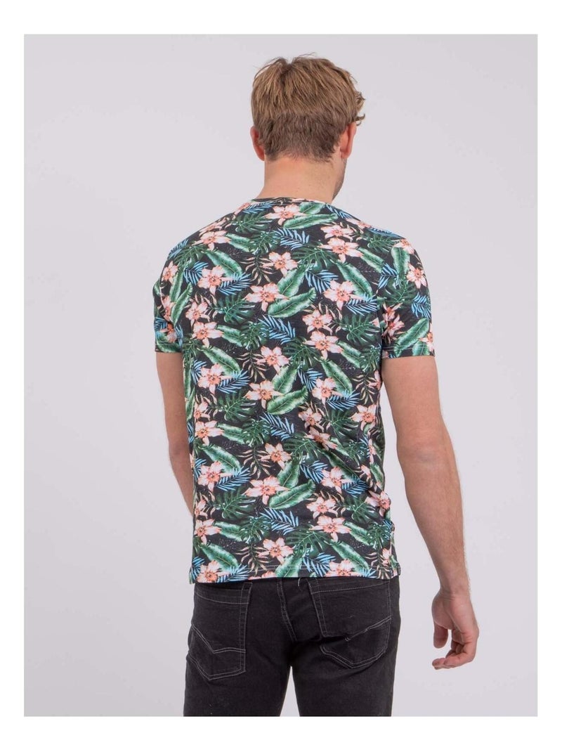 T-shirt manches courtes col rond pur coton NIBOLTA Noir - Kiabi