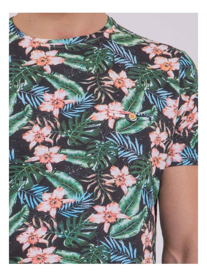 T-shirt manches courtes col rond pur coton NIBOLTA Noir - Kiabi