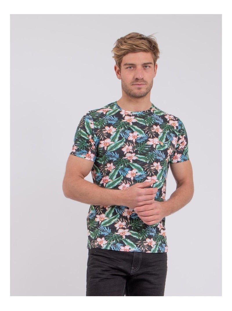 T-shirt manches courtes col rond pur coton NIBOLTA Noir - Kiabi