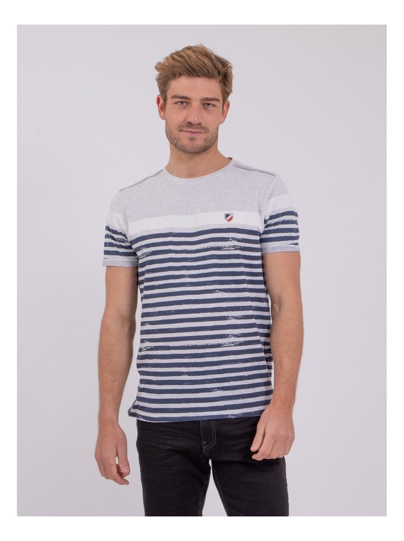 T-shirt manches courtes col rond pur coton NIPERO Gris - Kiabi