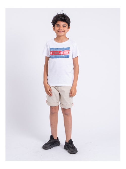 T-shirt manches courtes col rond pur coton NIPETER garçon - Kiabi