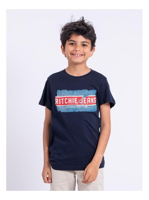 T-shirt manches courtes col rond pur coton NIPETER garçon - Kiabi