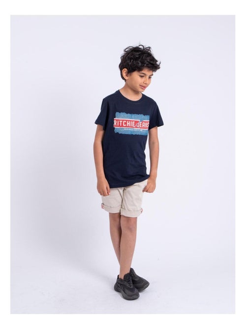 T-shirt manches courtes col rond pur coton NIPETER garçon - Kiabi