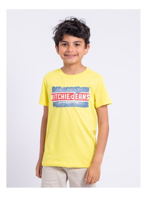 T-shirt manches courtes col rond pur coton NIPETER garçon - Kiabi