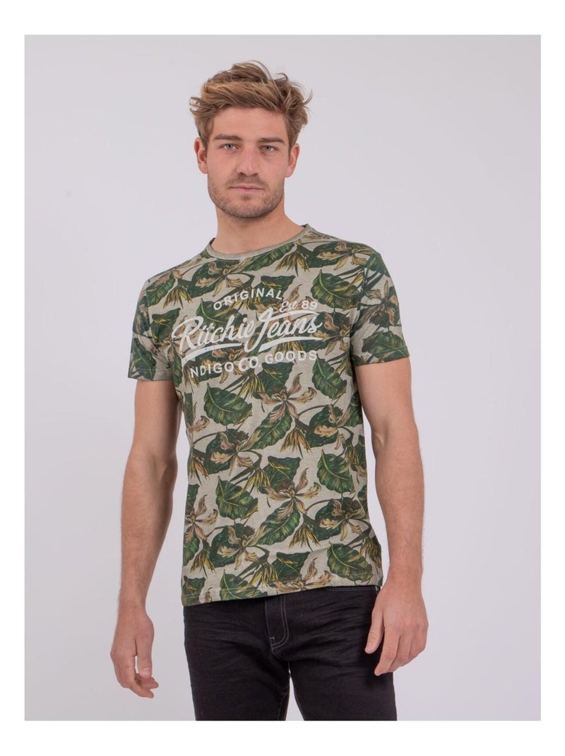 T-shirt manches courtes col rond pur coton NIRAMAX Beige - Kiabi