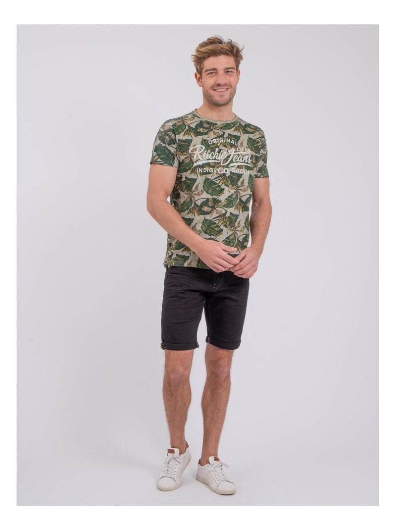 T-shirt manches courtes col rond pur coton NIRAMAX Beige - Kiabi