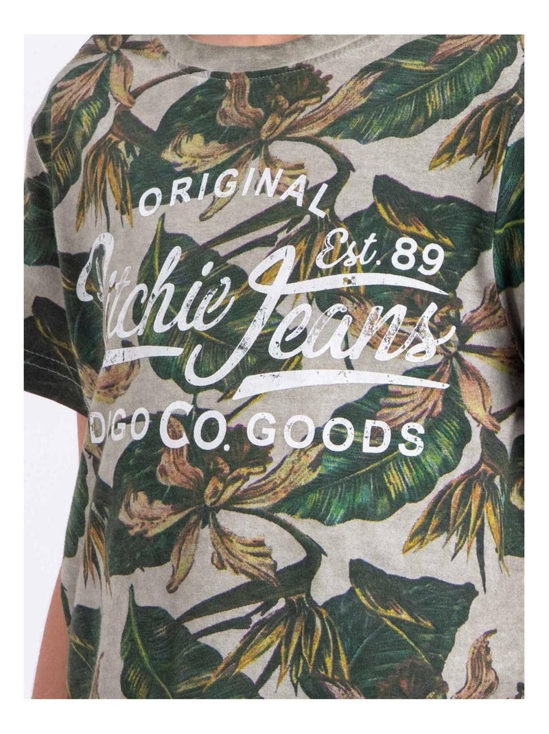 T-shirt manches courtes col rond pur coton NIRAMAX garçon Beige - Kiabi