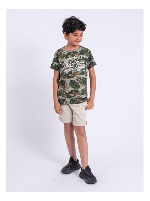 T-shirt manches courtes col rond pur coton NIRAMAX garçon - Kiabi