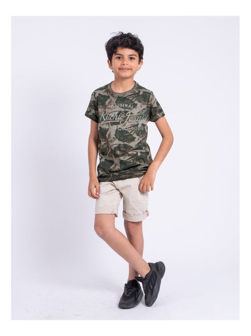 T-shirt manches courtes col rond pur coton NIRAMAX garçon - Kiabi