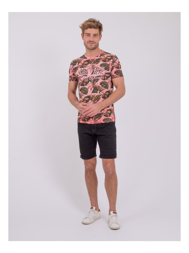 T-shirt manches courtes col rond pur coton NIRAMAX Orange corail - Kiabi