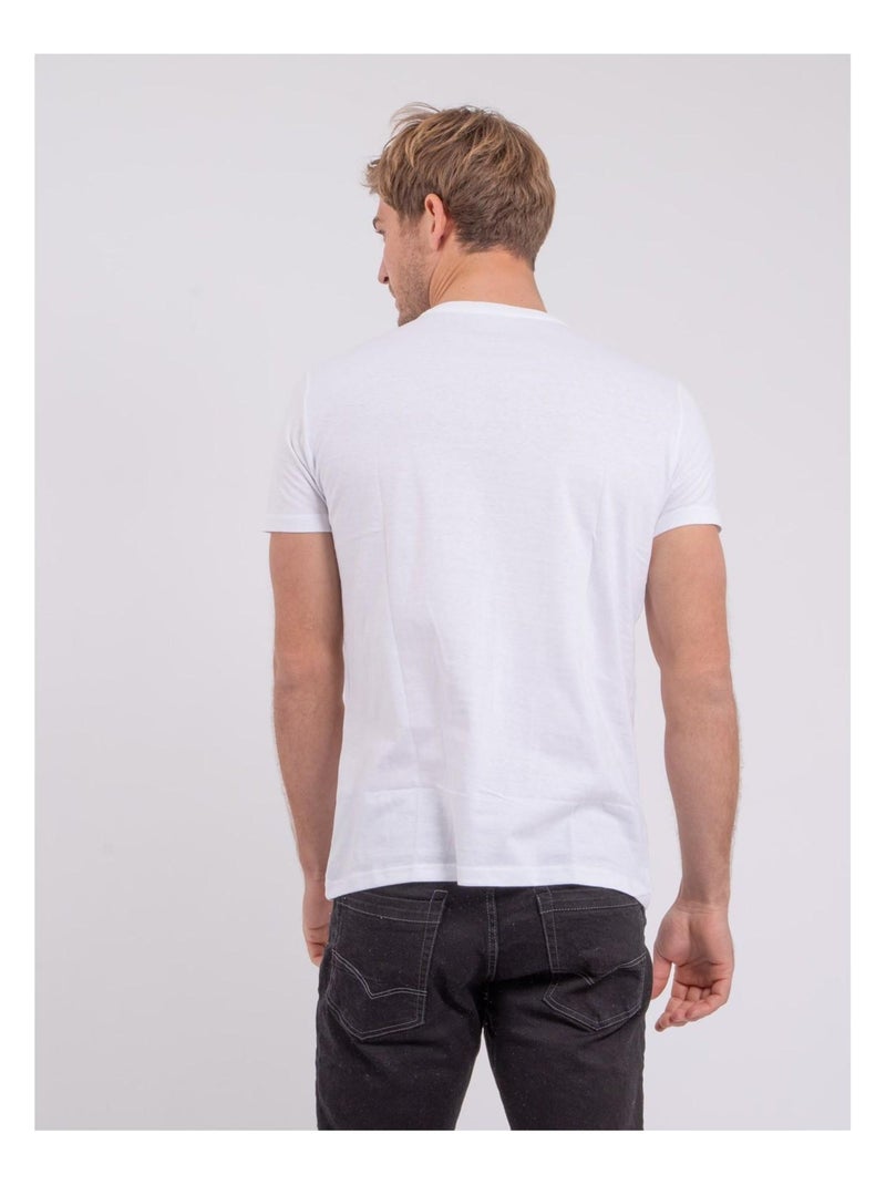 T-shirt manches courtes col rond pur coton NOBLAKE Blanc - Kiabi