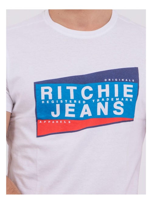 T-shirt manches courtes col rond pur coton NOBLAKE - Kiabi