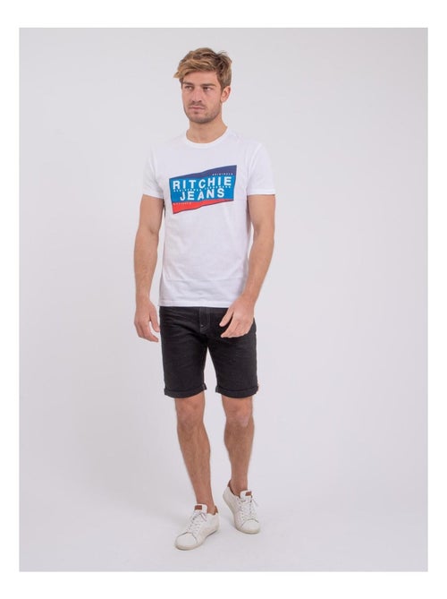 T-shirt manches courtes col rond pur coton NOBLAKE - Kiabi