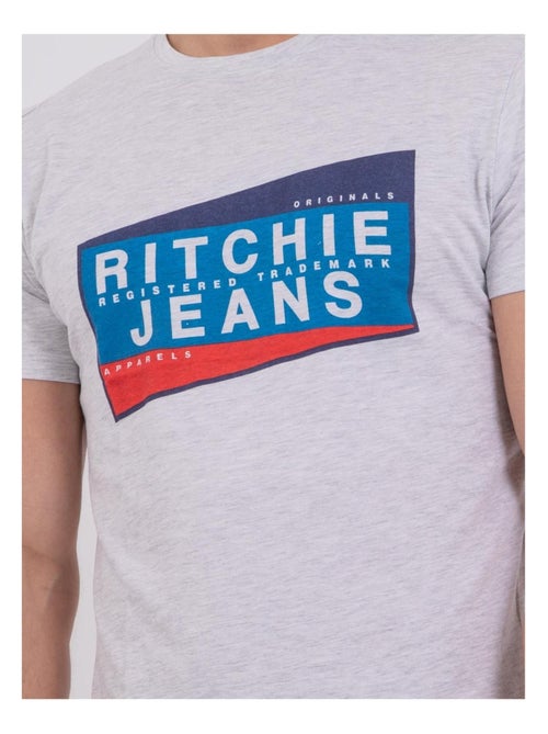 T-shirt manches courtes col rond pur coton NOBLAKE - Kiabi