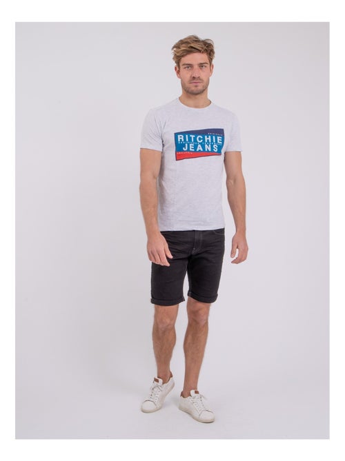 T-shirt manches courtes col rond pur coton NOBLAKE - Kiabi