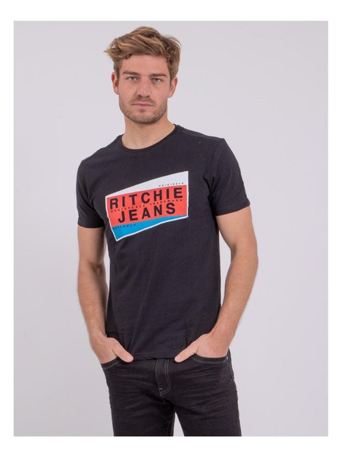 T-shirt manches courtes col rond pur coton NOBLAKE - Kiabi