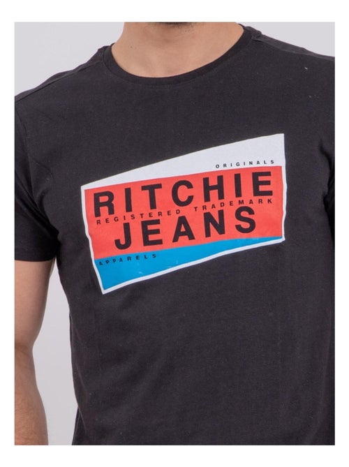 T-shirt manches courtes col rond pur coton NOBLAKE - Kiabi
