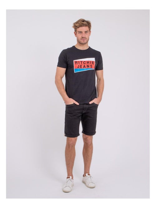 T-shirt manches courtes col rond pur coton NOBLAKE - Kiabi