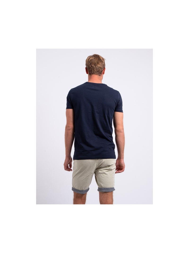 T-shirt manches courtes col rond pur coton NOCLARK Bleu marine - Kiabi