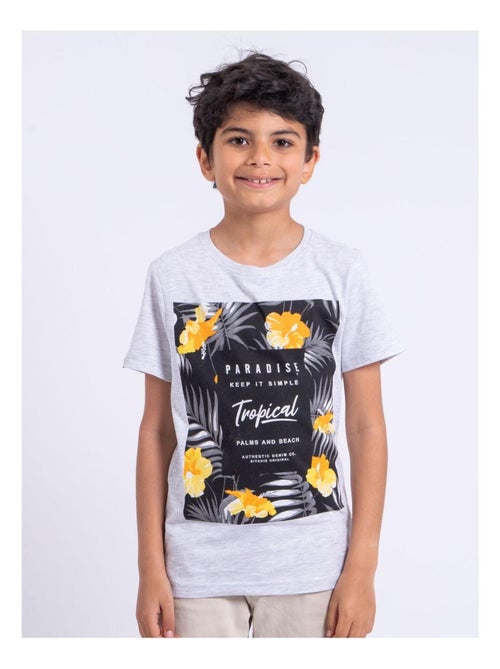T-shirt manches courtes col rond pur coton NOCTAVIO garçon - Kiabi