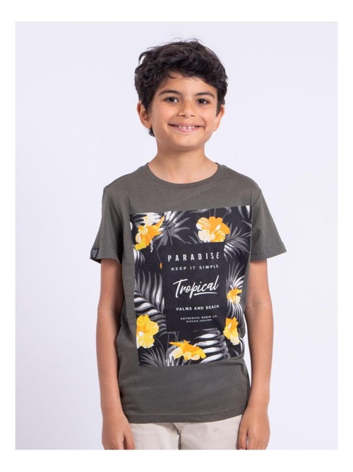 T-shirt manches courtes col rond pur coton NOCTAVIO garçon - Kiabi