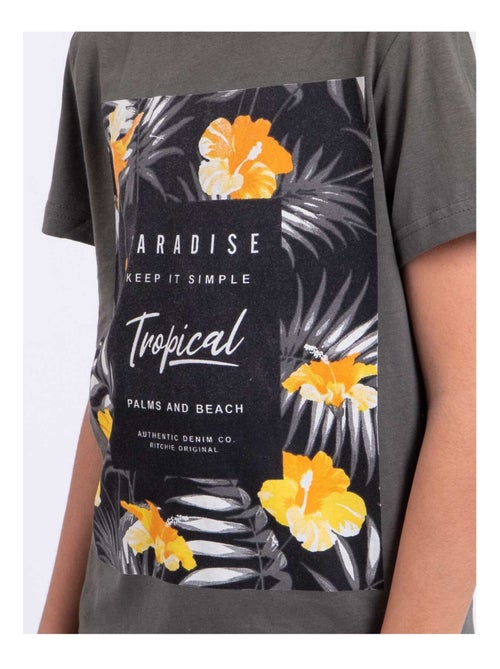 T-shirt manches courtes col rond pur coton NOCTAVIO garçon - Kiabi