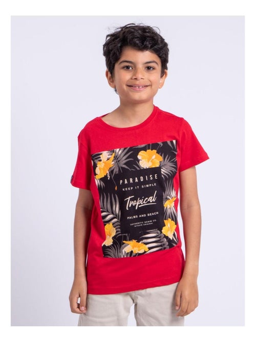 T-shirt manches courtes col rond pur coton NOCTAVIO garçon - Kiabi