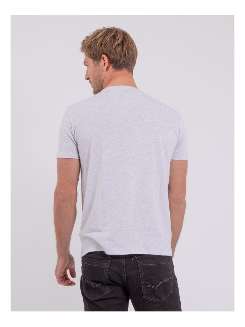 T-shirt manches courtes col rond pur coton NOCTAVIO Gris - Kiabi