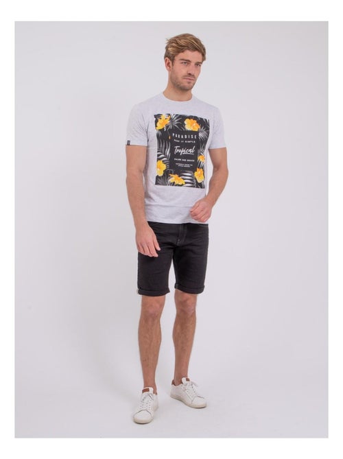 T-shirt manches courtes col rond pur coton NOCTAVIO - Kiabi