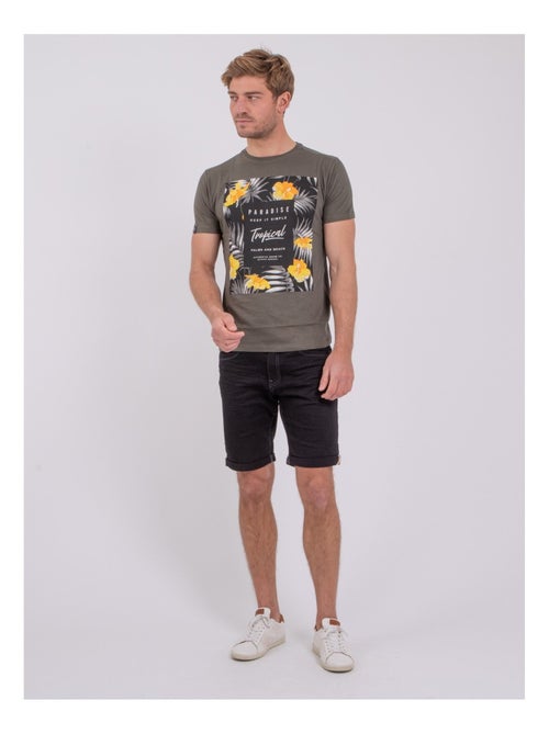 T-shirt manches courtes col rond pur coton NOCTAVIO - Kiabi