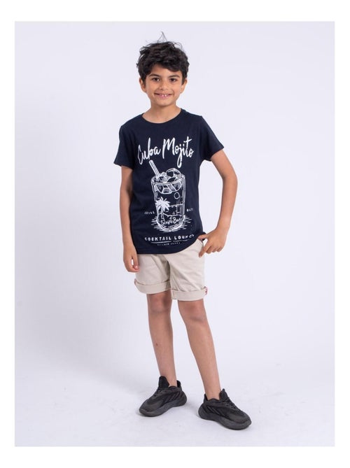 T-shirt manches courtes col rond pur coton NOGAN garçon - Kiabi