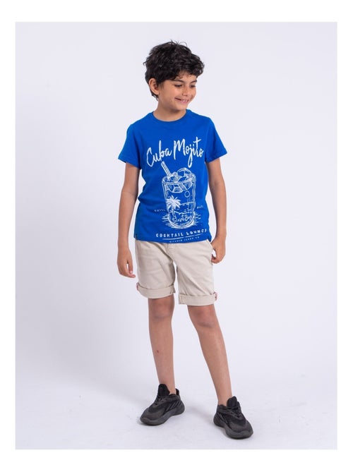 T-shirt manches courtes col rond pur coton NOGAN garçon - Kiabi