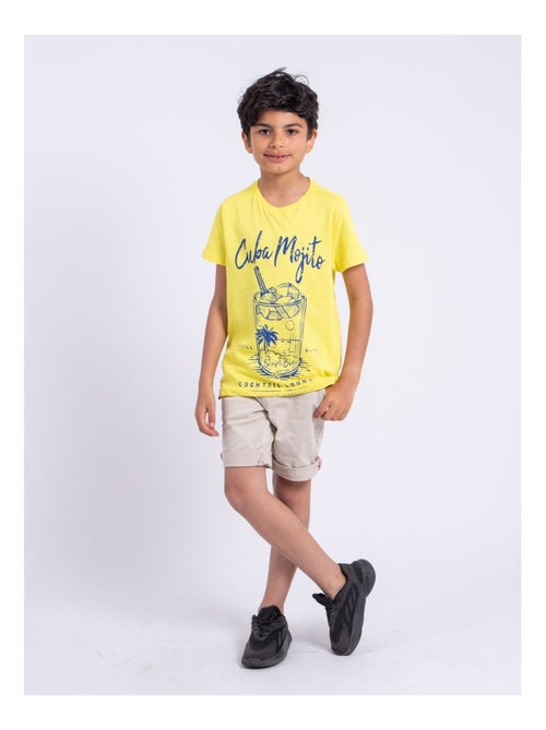 T-shirt manches courtes col rond pur coton NOGAN garçon - Kiabi