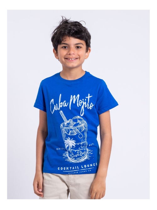 T-shirt manches courtes col rond pur coton NOGAN-J - Kiabi
