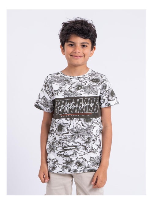 T-shirt manches courtes col rond pur coton NOLIBA garçon - Kiabi