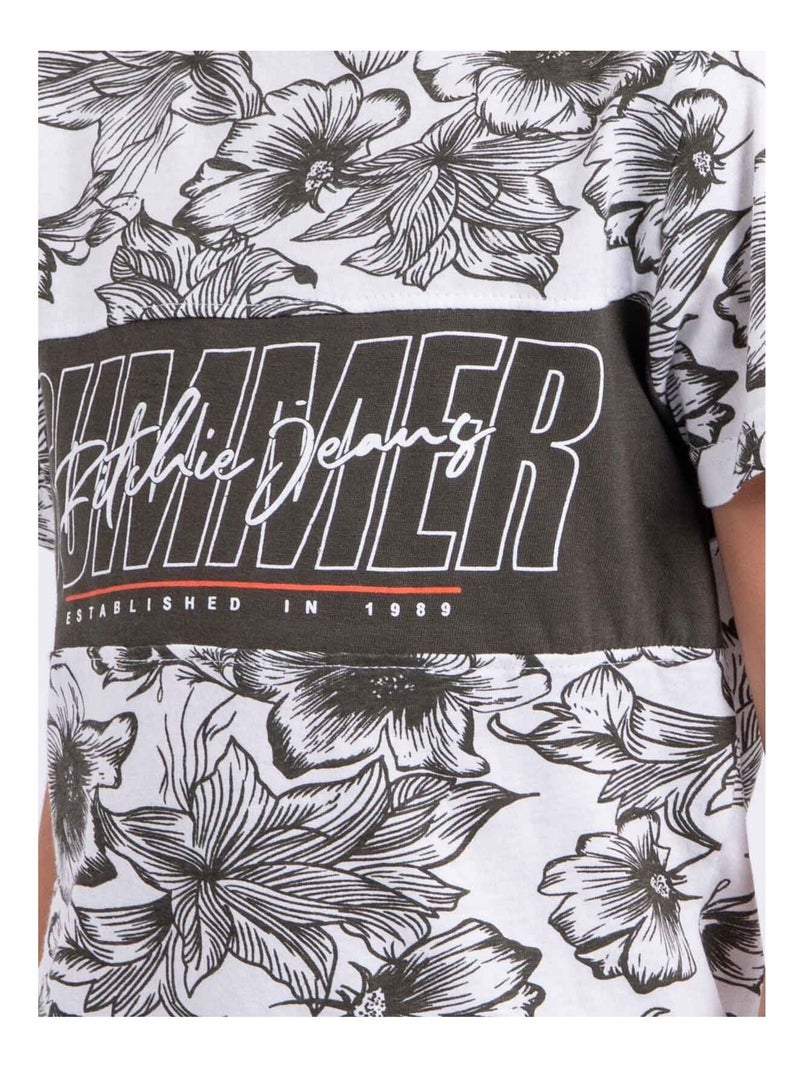 T-shirt manches courtes col rond pur coton NOLIBA garçon Kaki - Kiabi