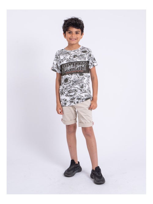 T-shirt manches courtes col rond pur coton NOLIBA garçon - Kiabi