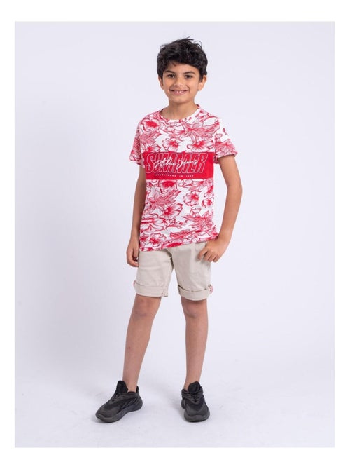 T-shirt manches courtes col rond pur coton NOLIBA garçon - Kiabi