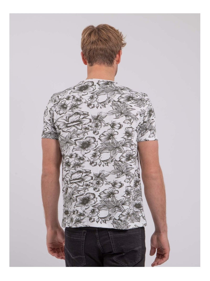 T-shirt manches courtes col rond pur coton NOLIBA Kaki - Kiabi