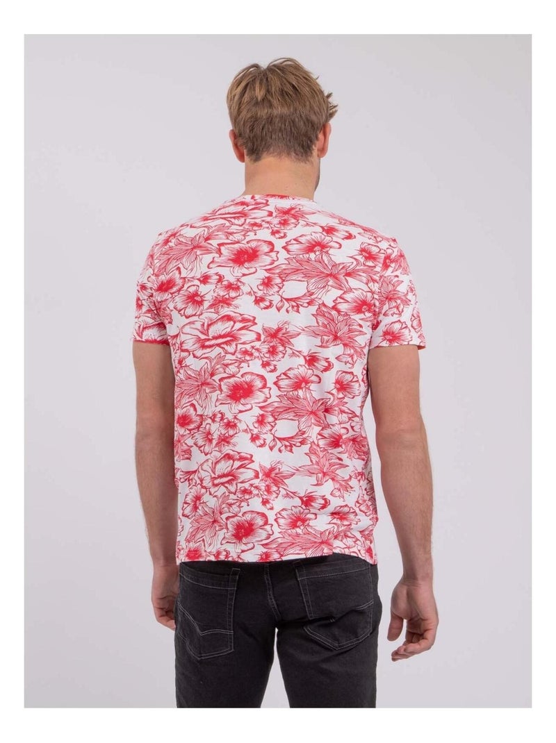 T-shirt manches courtes col rond pur coton NOLIBA Rouge - Kiabi