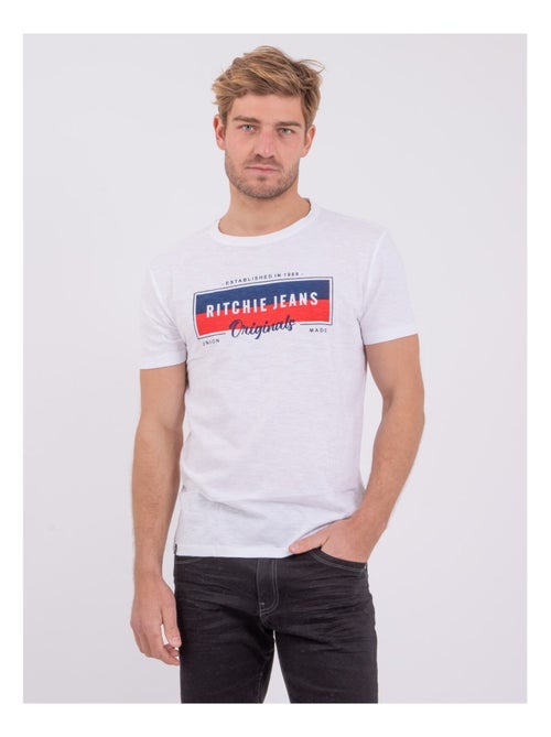 T-shirt manches courtes col rond pur coton NOMARY - Kiabi