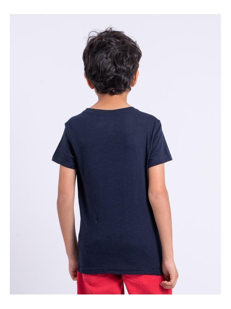 T-shirt manches courtes col rond pur coton NOMARY garçon Rouge - Kiabi