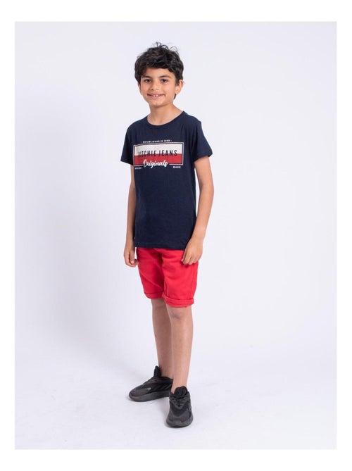 T-shirt manches courtes col rond pur coton NOMARY garçon - Kiabi