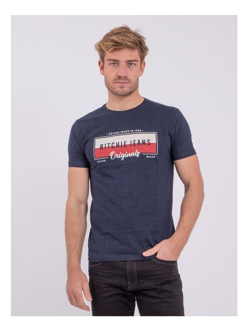 T-shirt manches courtes col rond pur coton NOMARY Rouge - Kiabi