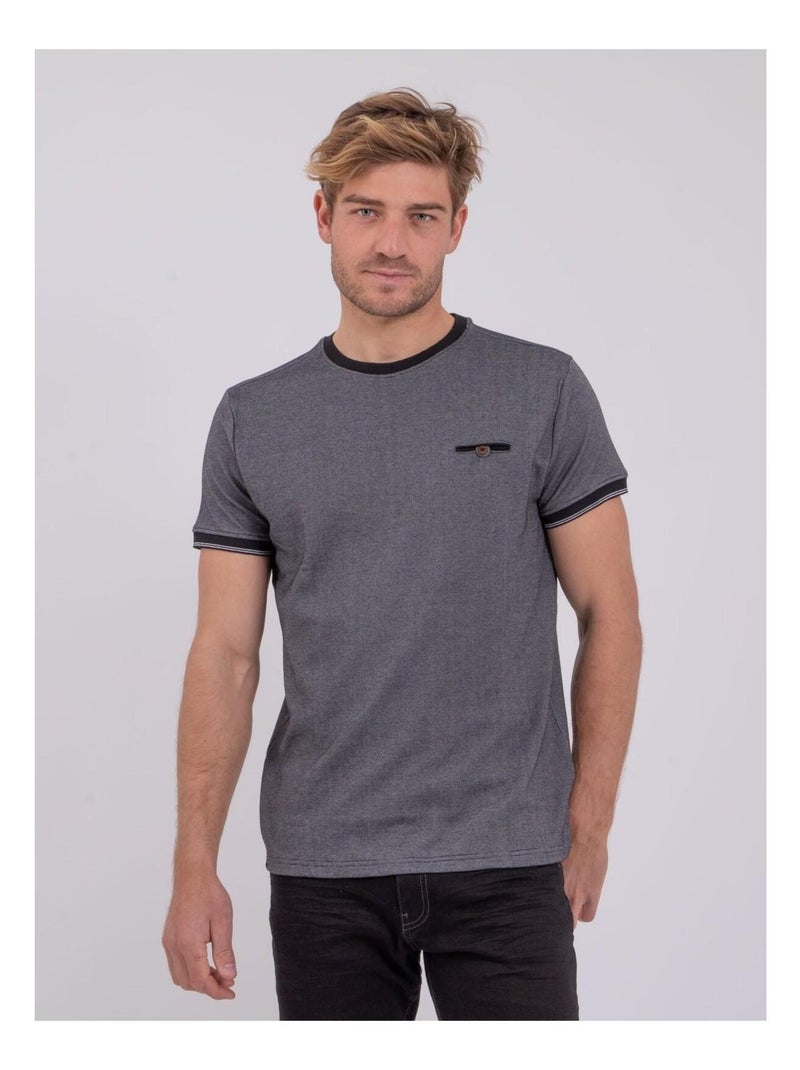 T-shirt manches courtes col rond pur coton NOMIKO Noir - Kiabi
