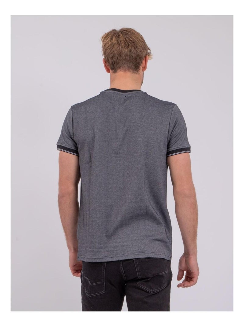 T-shirt manches courtes col rond pur coton NOMIKO Noir - Kiabi