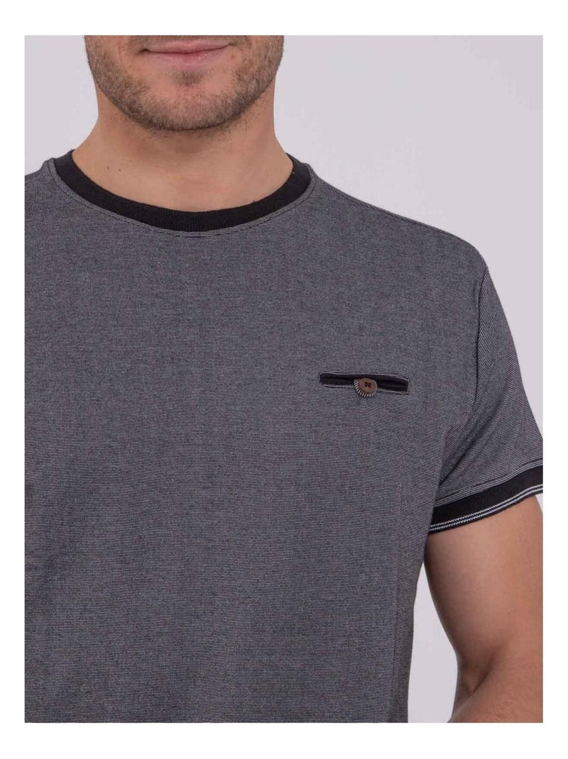 T-shirt manches courtes col rond pur coton NOMIKO Noir - Kiabi